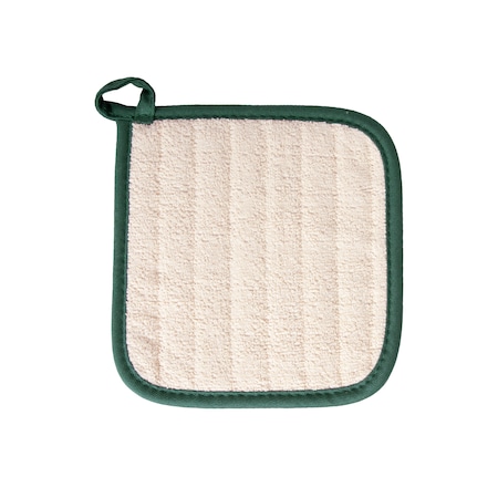 Ritz Concepts Quilted Natural Terry Front / Drk Grn Fabric Back Pot Holder, PK12 35320